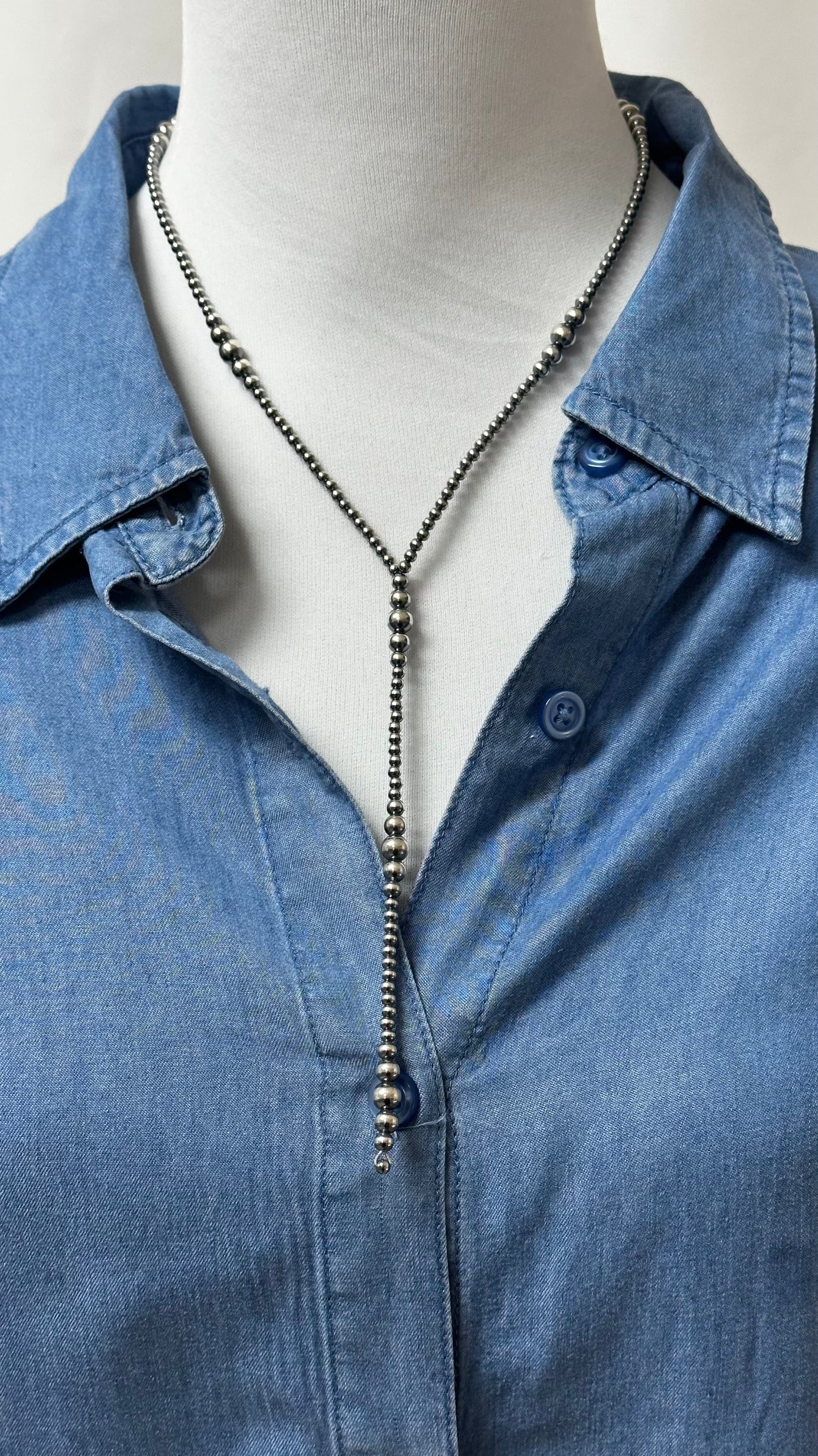 Navajo Style Pearl Y-Necklace