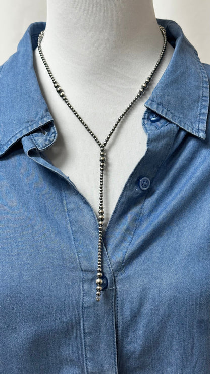 Navajo Style Pearl Y-Necklace