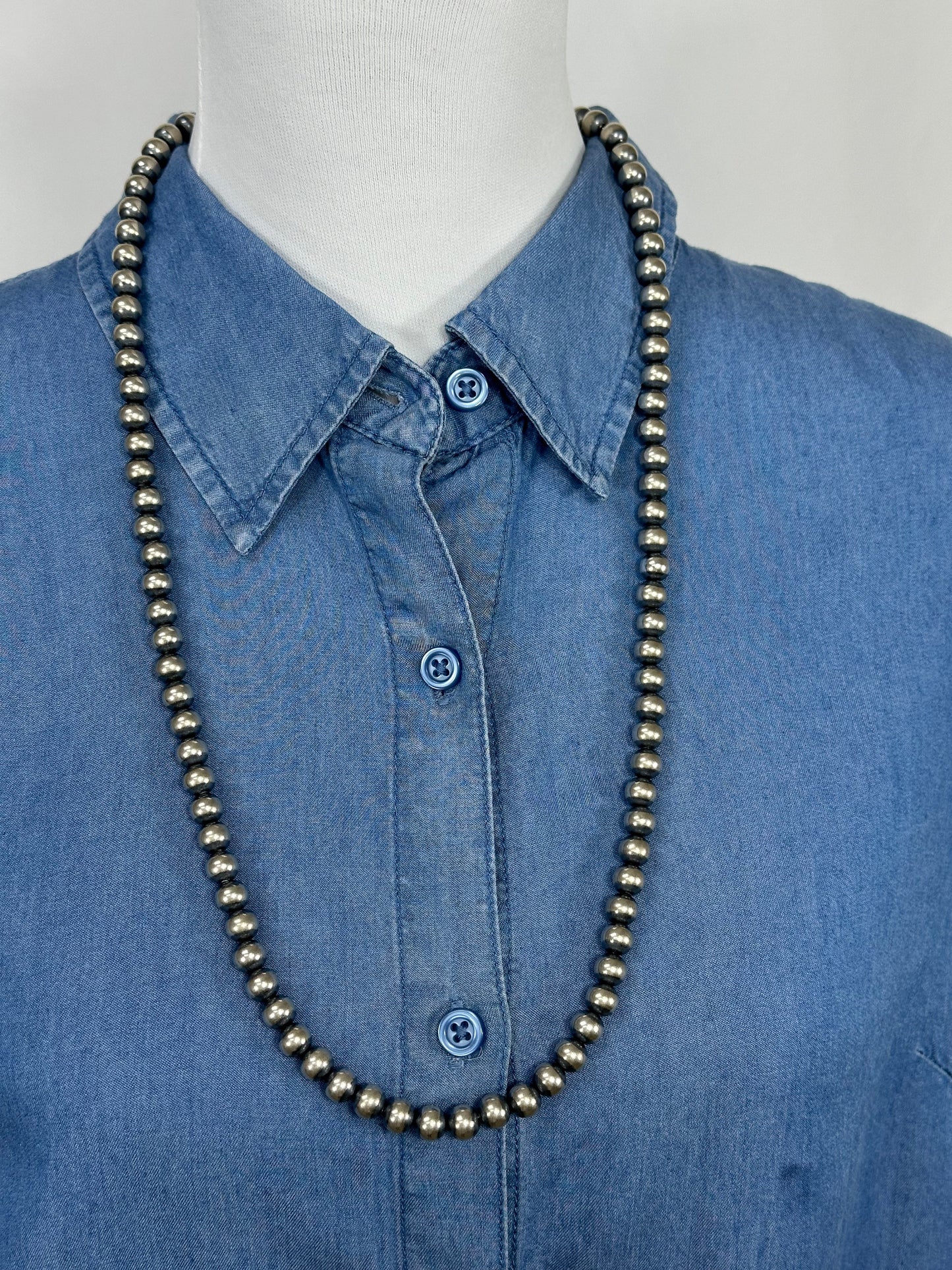 8MM Navajo Style Pearl Necklace