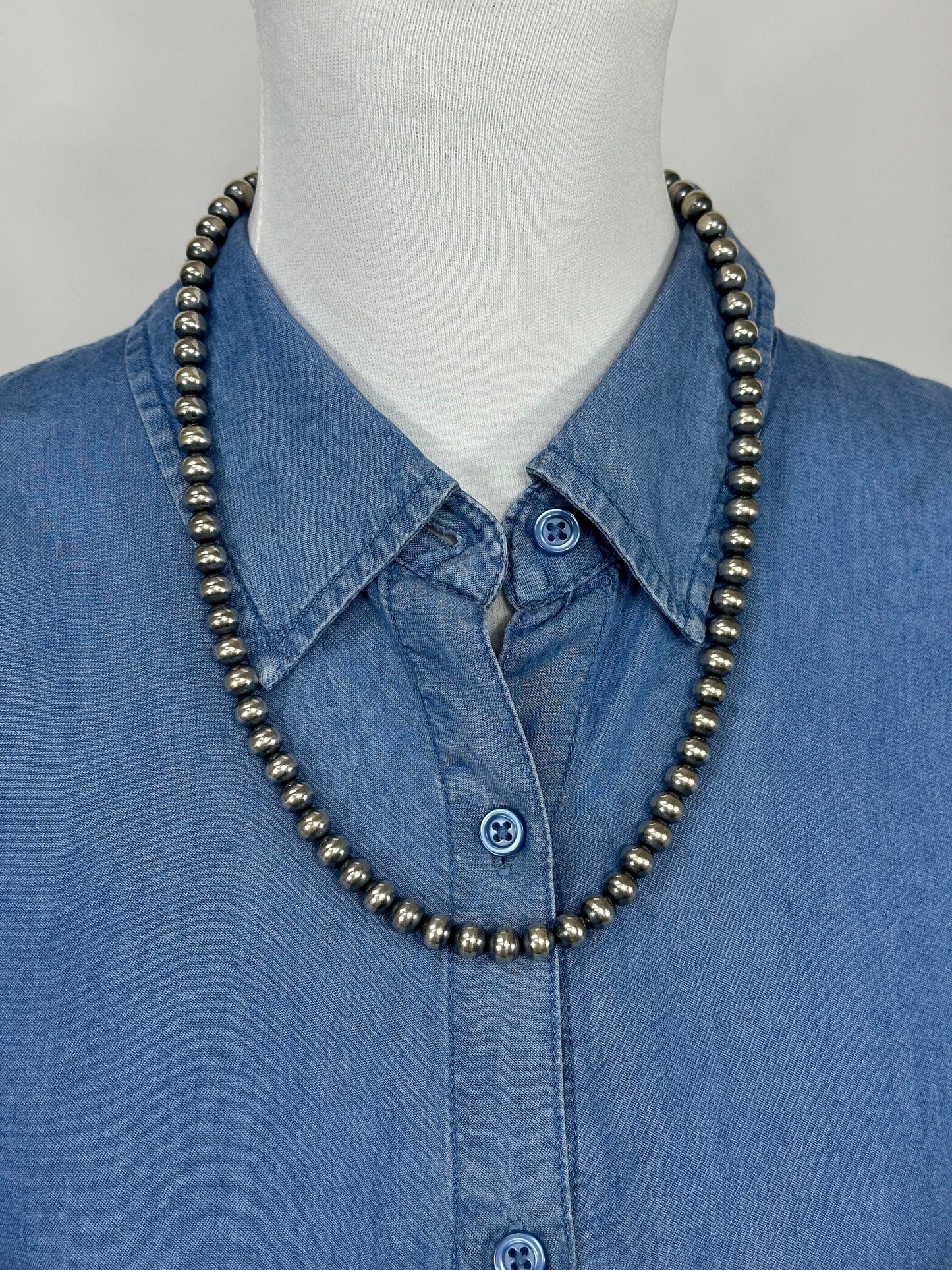 8MM Navajo Style Pearl Necklace