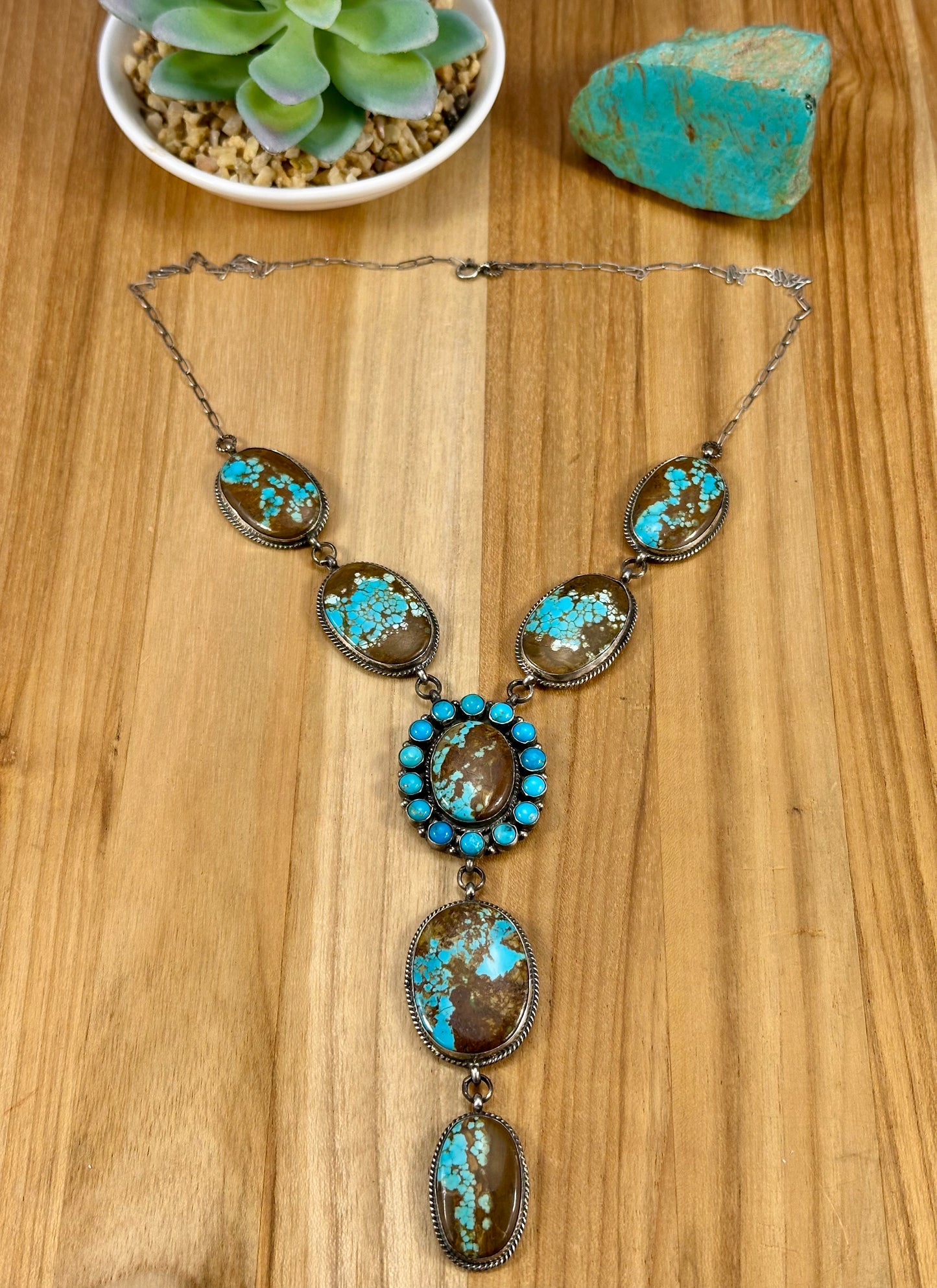 #8 Turquoise Sterling Lariat Necklace