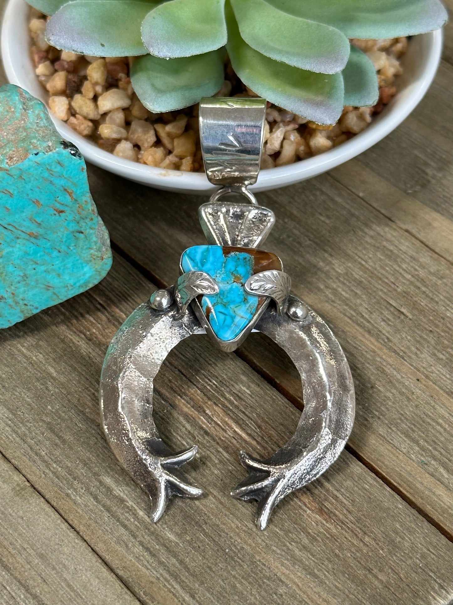 Kingman Turquoise Naja Sterling Silver Pendant