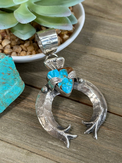 Kingman Turquoise Naja Sterling Silver Pendant
