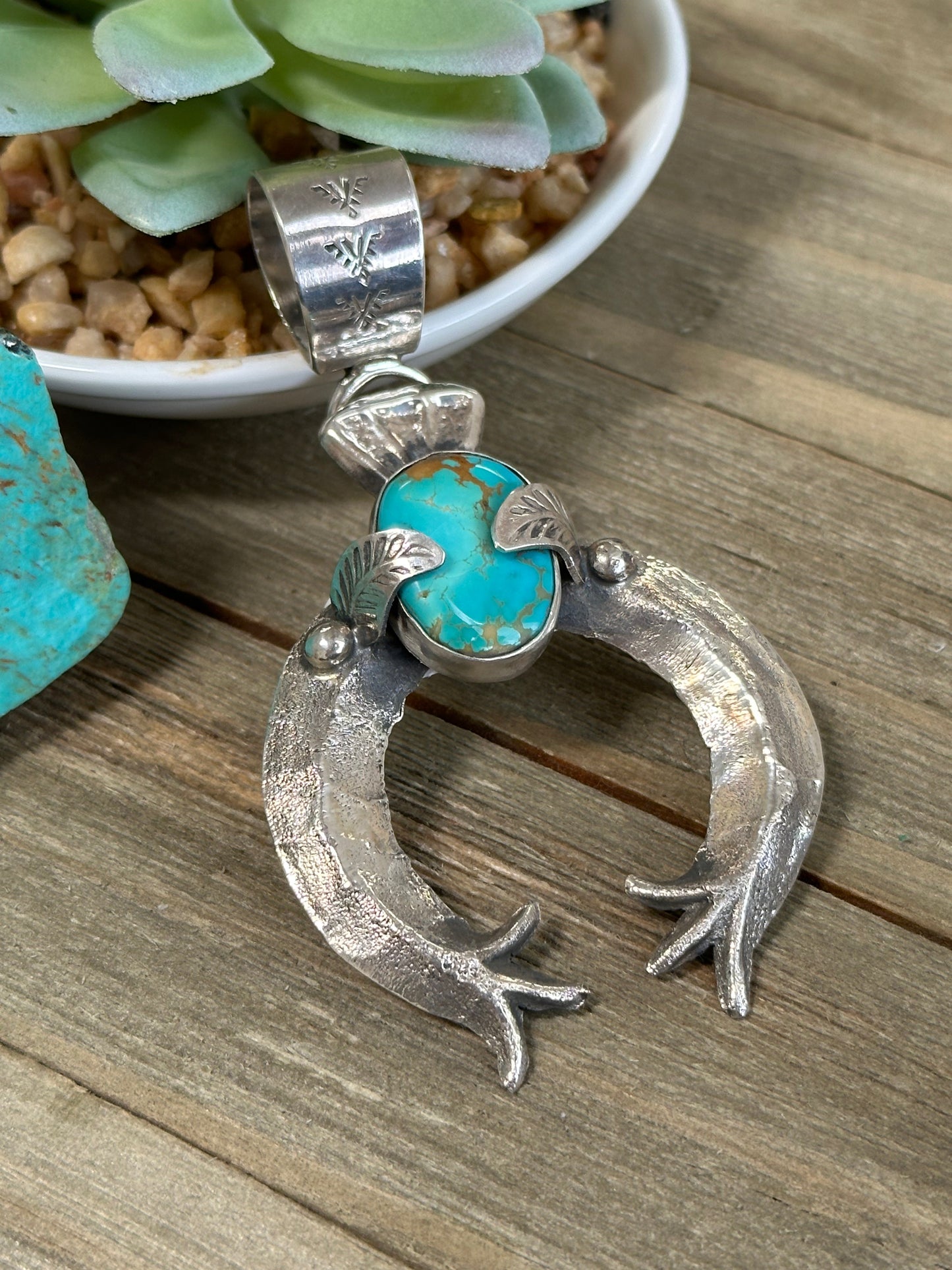 Kingman Turquoise Naja Sterling Silver Pendant