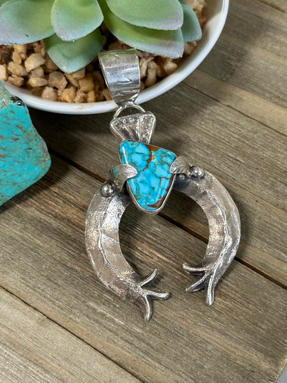 Kingman Turquoise Naja Sterling Silver Pendant
