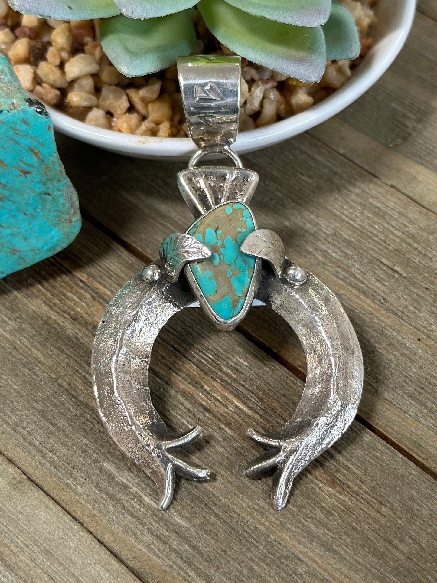 Kingman Turquoise Naja Sterling Silver Pendant
