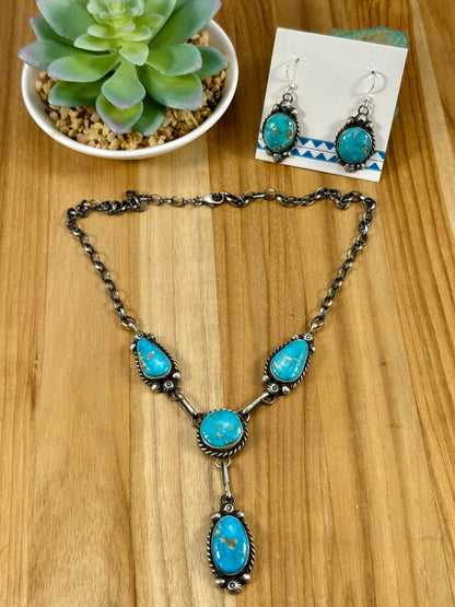 Kingman Turquoise Sterling Lariat Set