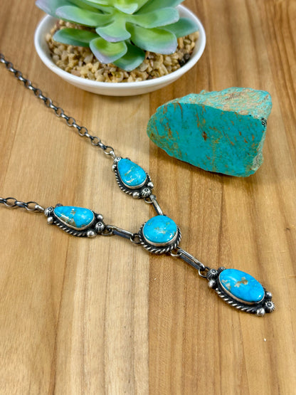Kingman Turquoise Sterling Lariat Set