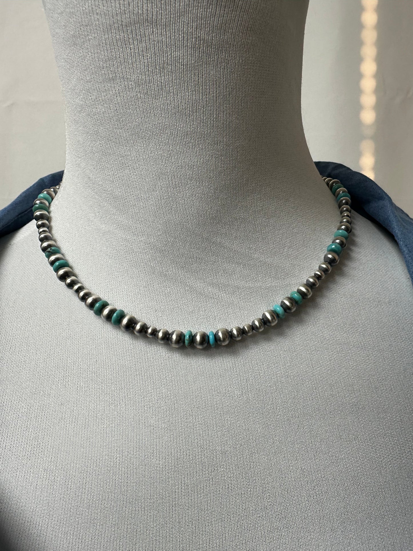 Kingman Turquoise & Pearl Necklace