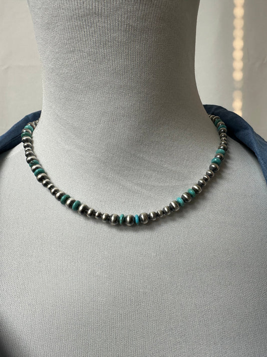 Kingman Turquoise & Pearl Necklace