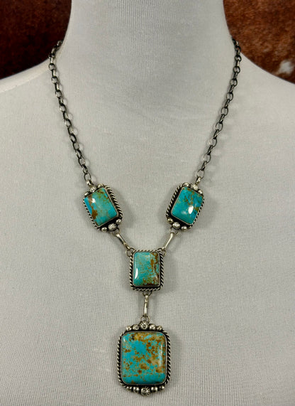 Kingman Turquoise Sterling Lariat Set