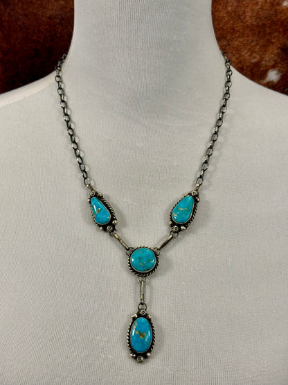 Kingman Turquoise Sterling Lariat Set