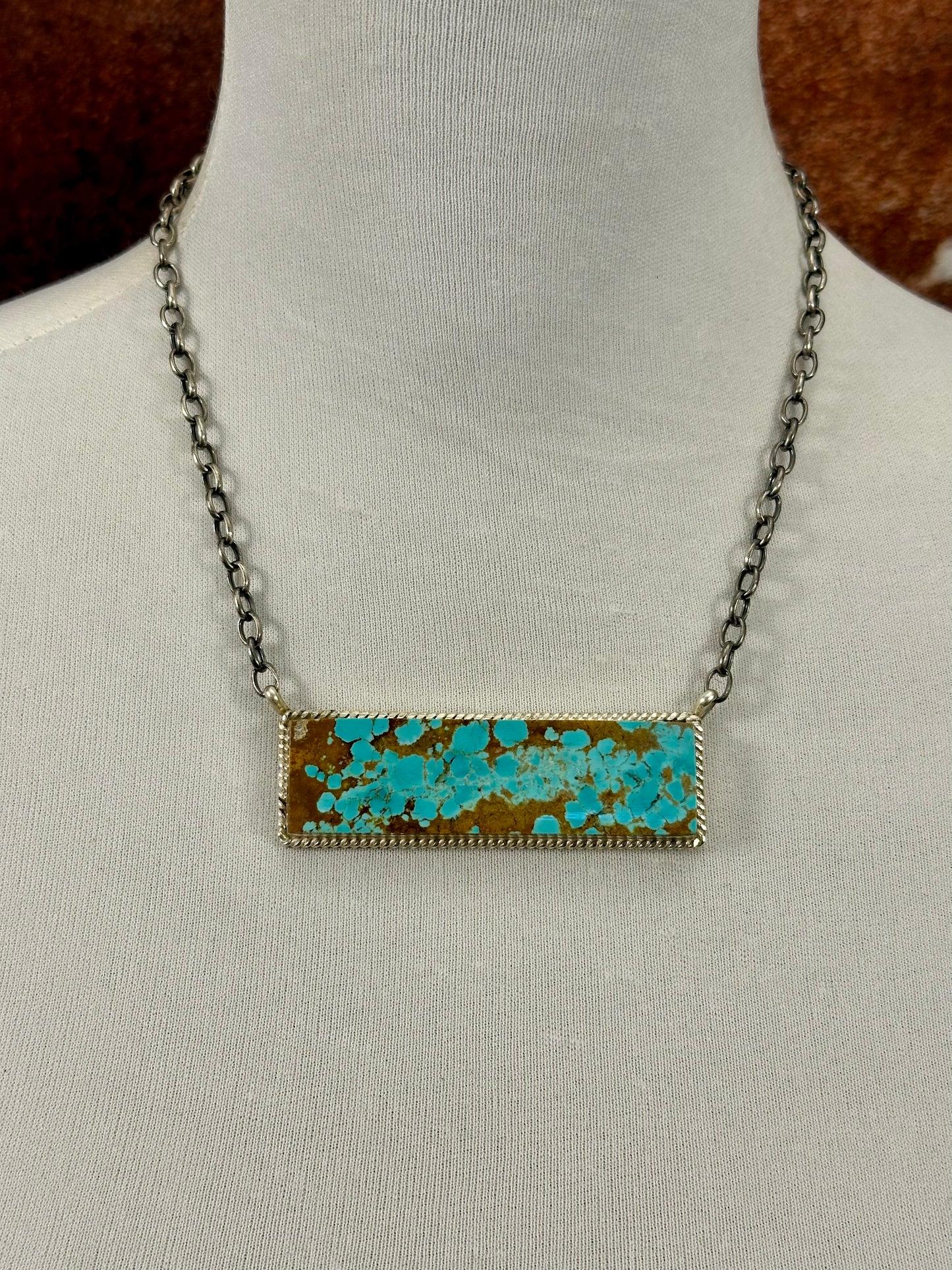 #8 Turquoise Bar Sterling Necklace