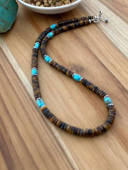 Tiger Eye and Kingman Bead Necklace