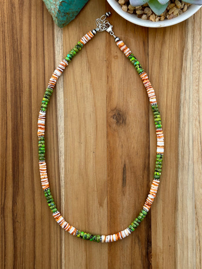 20" Gaspeite and Spiny Bead Necklace