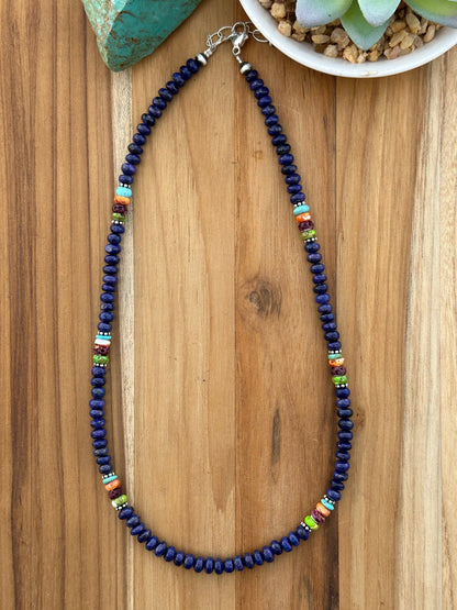 20" Lapis and Multi-Color Bead Necklace