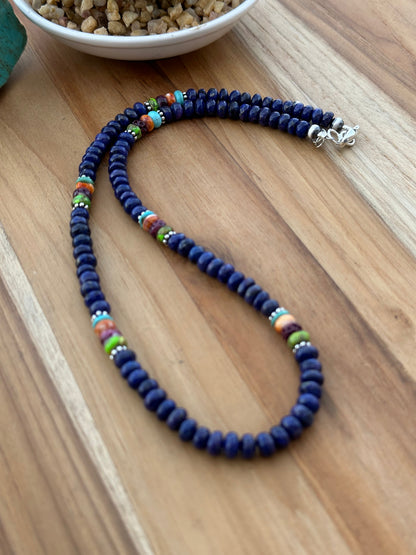 20" Lapis and Multi-Color Bead Necklace