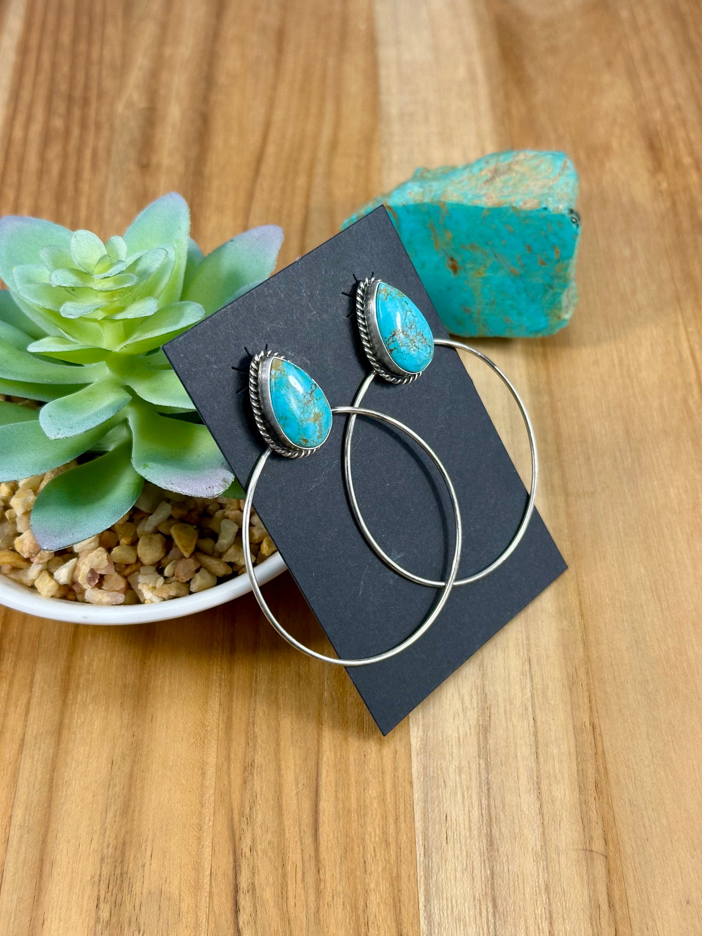 #8 Turquoise Teardrop Hoop Earrings