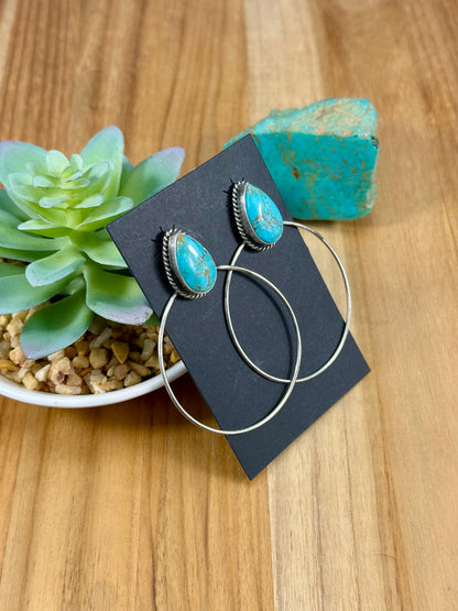 #8 Turquoise Teardrop Hoop Earrings