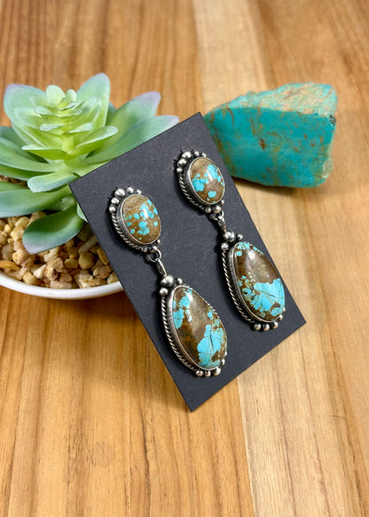 #8 Turquoise 2 Stone Dangle Earrings