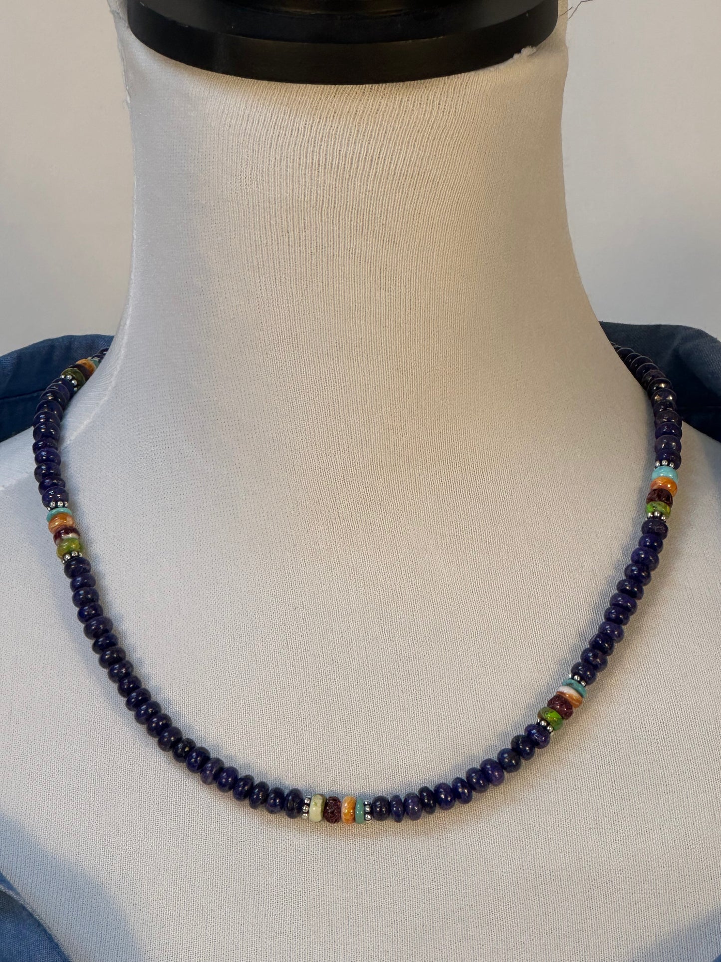 20" Lapis and Multi-Color Bead Necklace