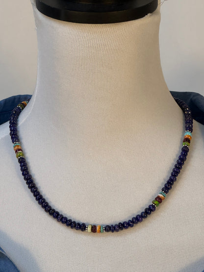 20" Lapis and Multi-Color Bead Necklace