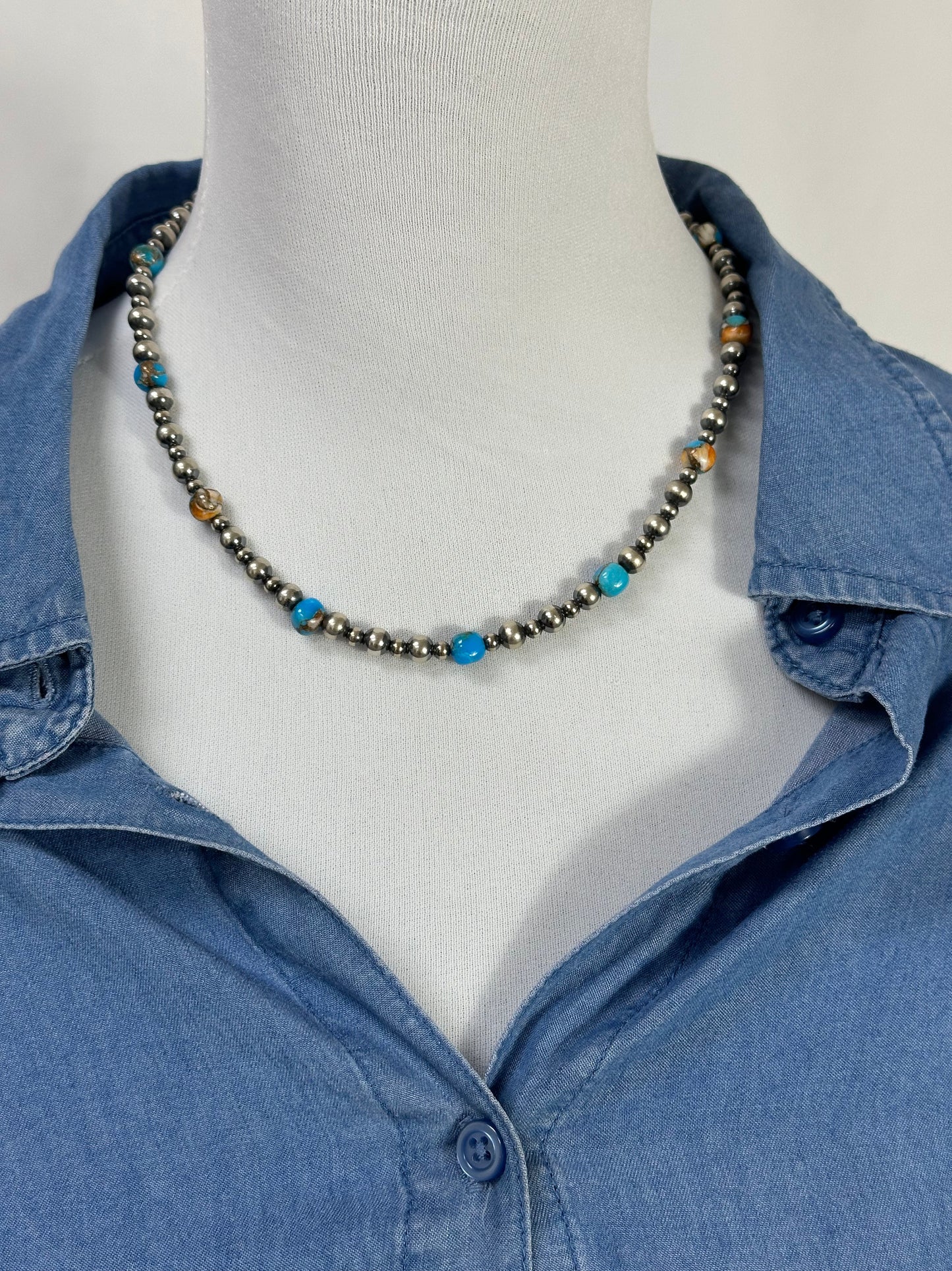 18" Orange Crush Navajo Pearl Necklace