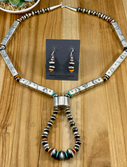 Multi Color Sterling Jacla Necklace Set