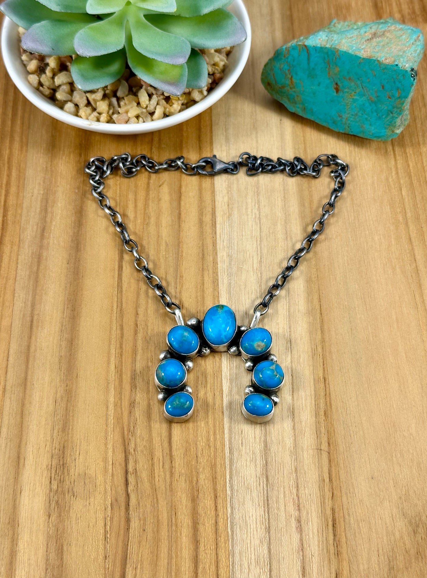 Kingman Turquoise Sterling Naja Necklace