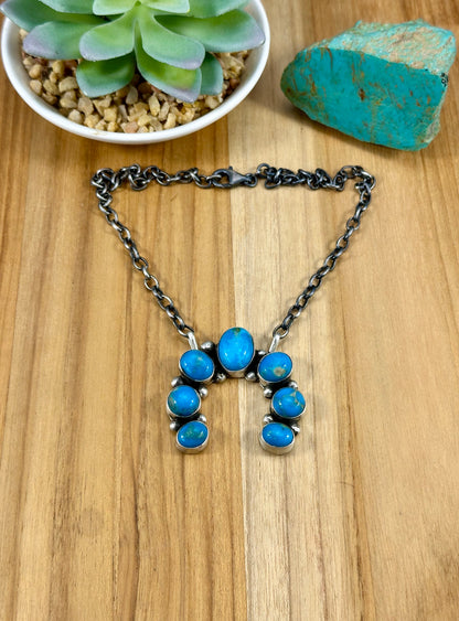 Kingman Turquoise Sterling Naja Necklace