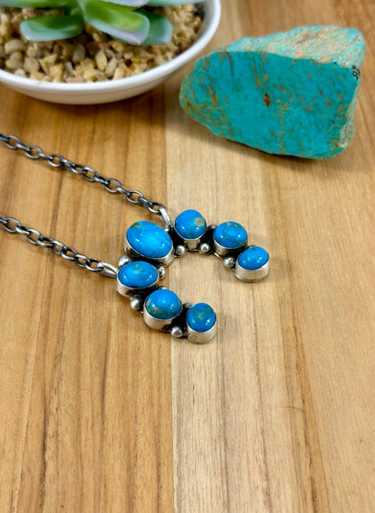 Kingman Turquoise Sterling Naja Necklace
