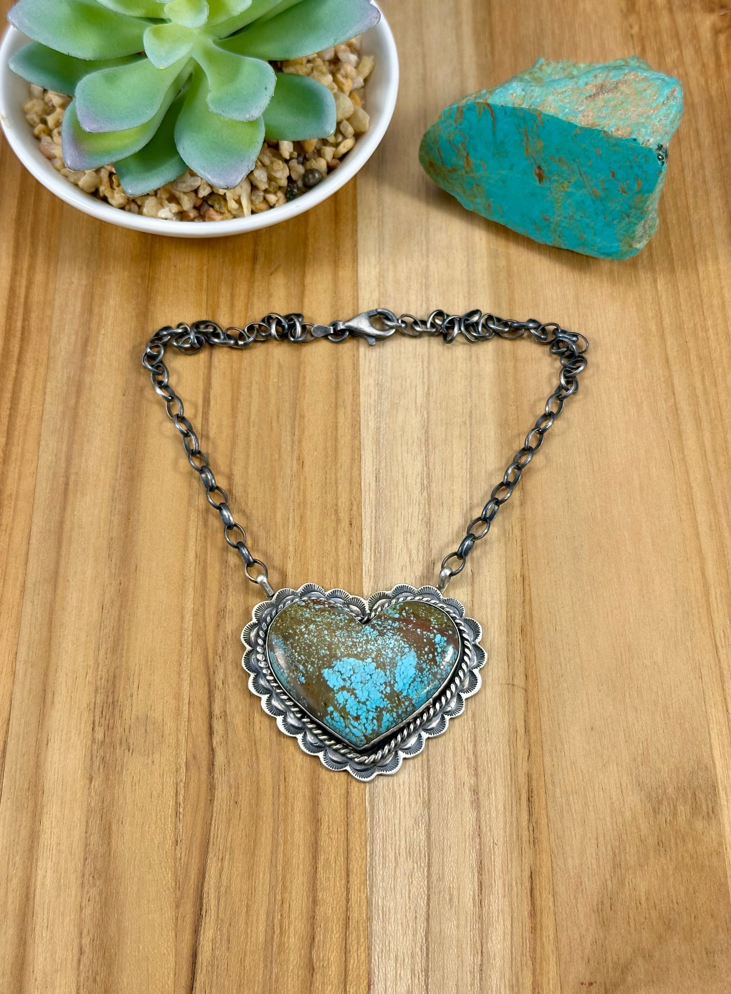 #8 Turquoise Heart Sterling Necklace