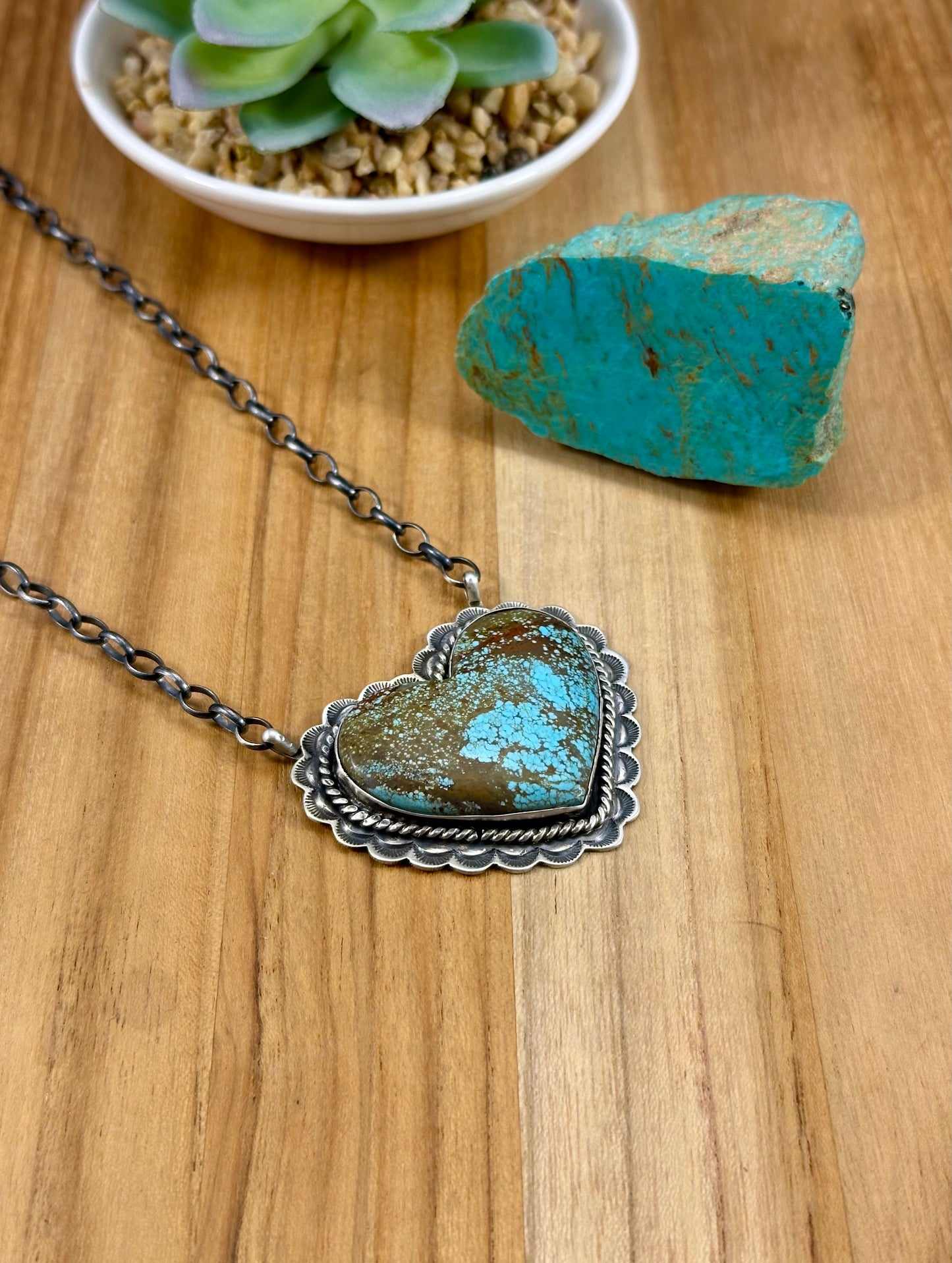 #8 Turquoise Heart Sterling Necklace