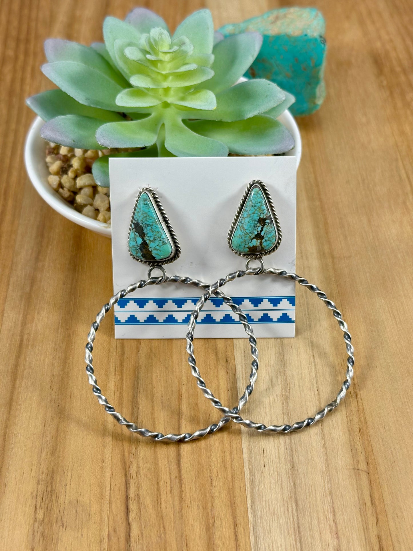 #8 Turquoise Stud Hoop Earrings