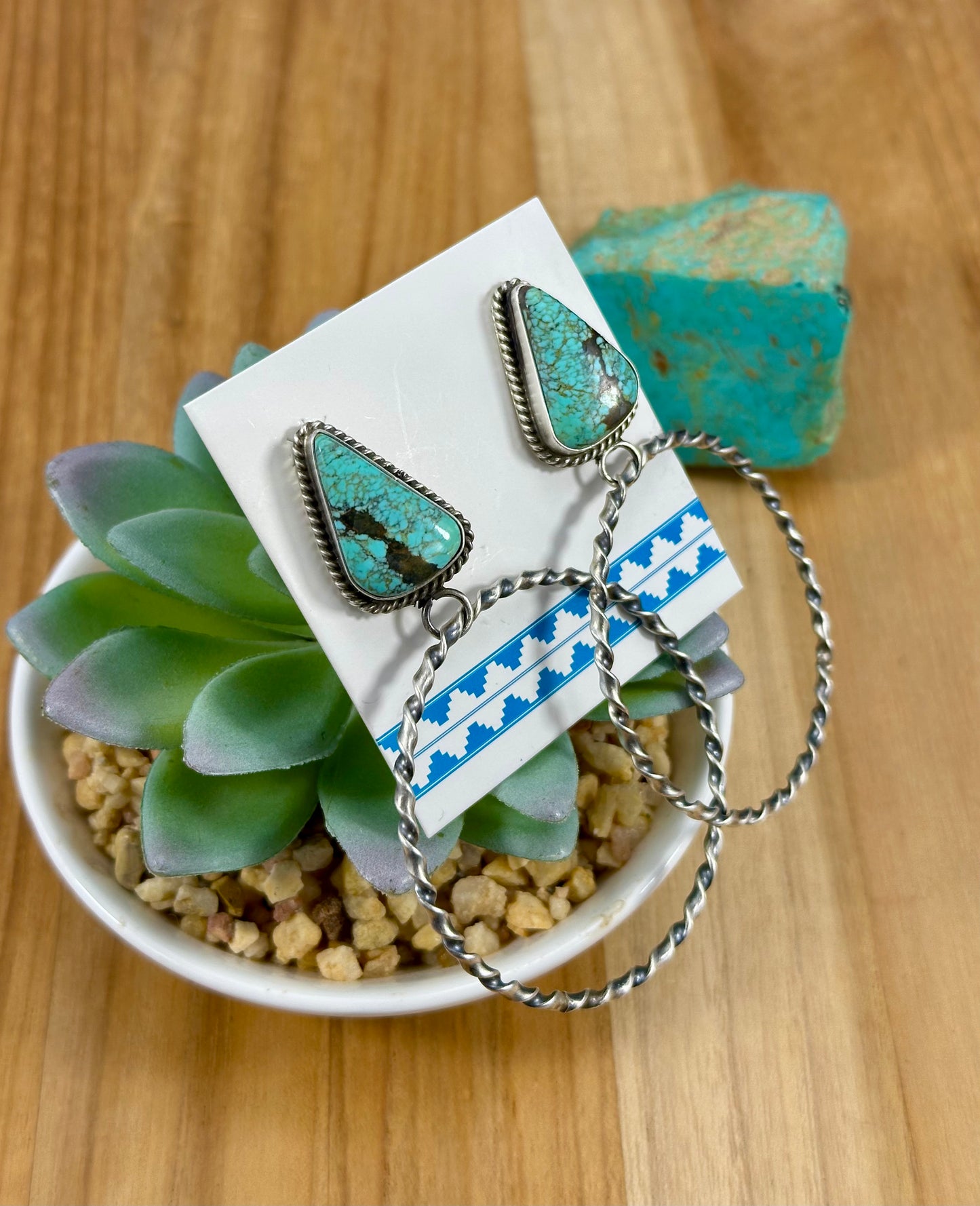 #8 Turquoise Stud Hoop Earrings