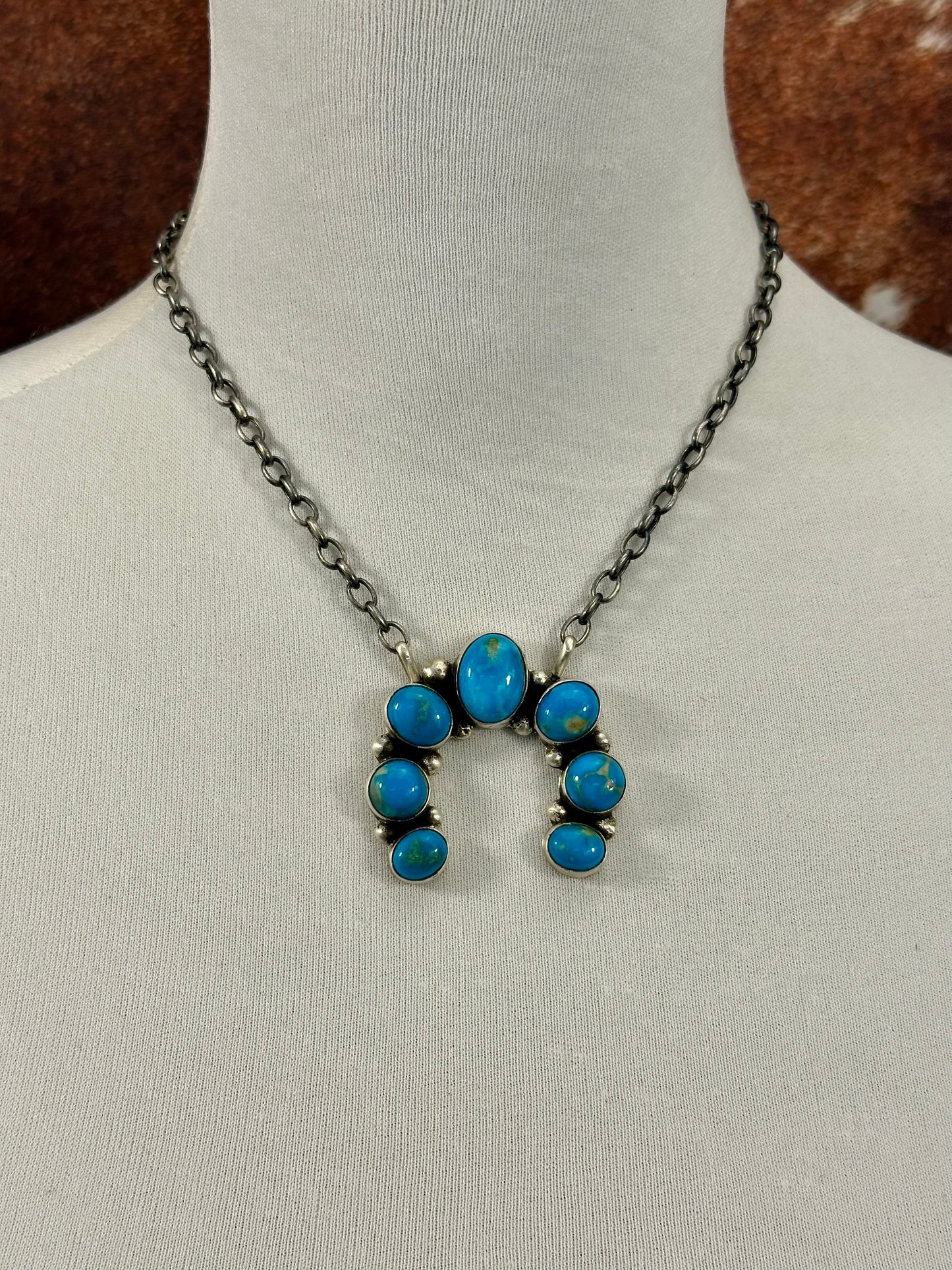 Kingman Turquoise Sterling Naja Necklace