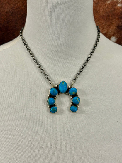 Kingman Turquoise Sterling Naja Necklace