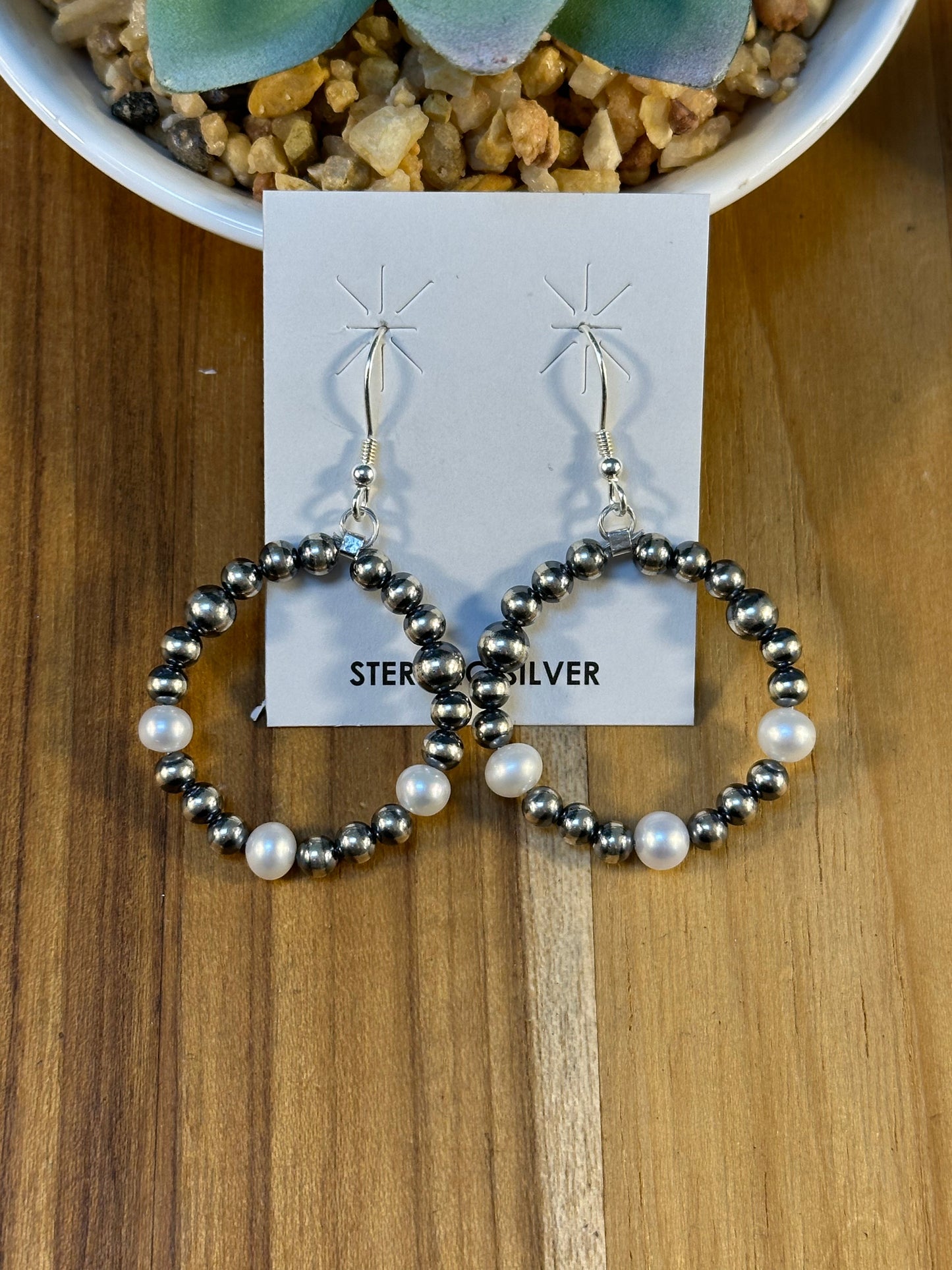 Freshwater Pearl Navajo Style Earrings