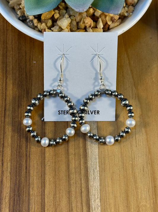 Freshwater Pearl Navajo Style Earrings