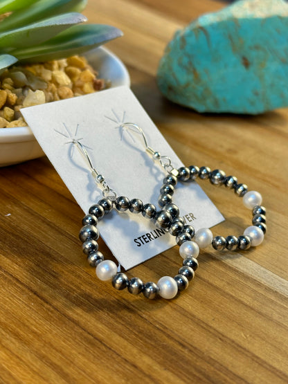 Freshwater Pearl Navajo Style Earrings