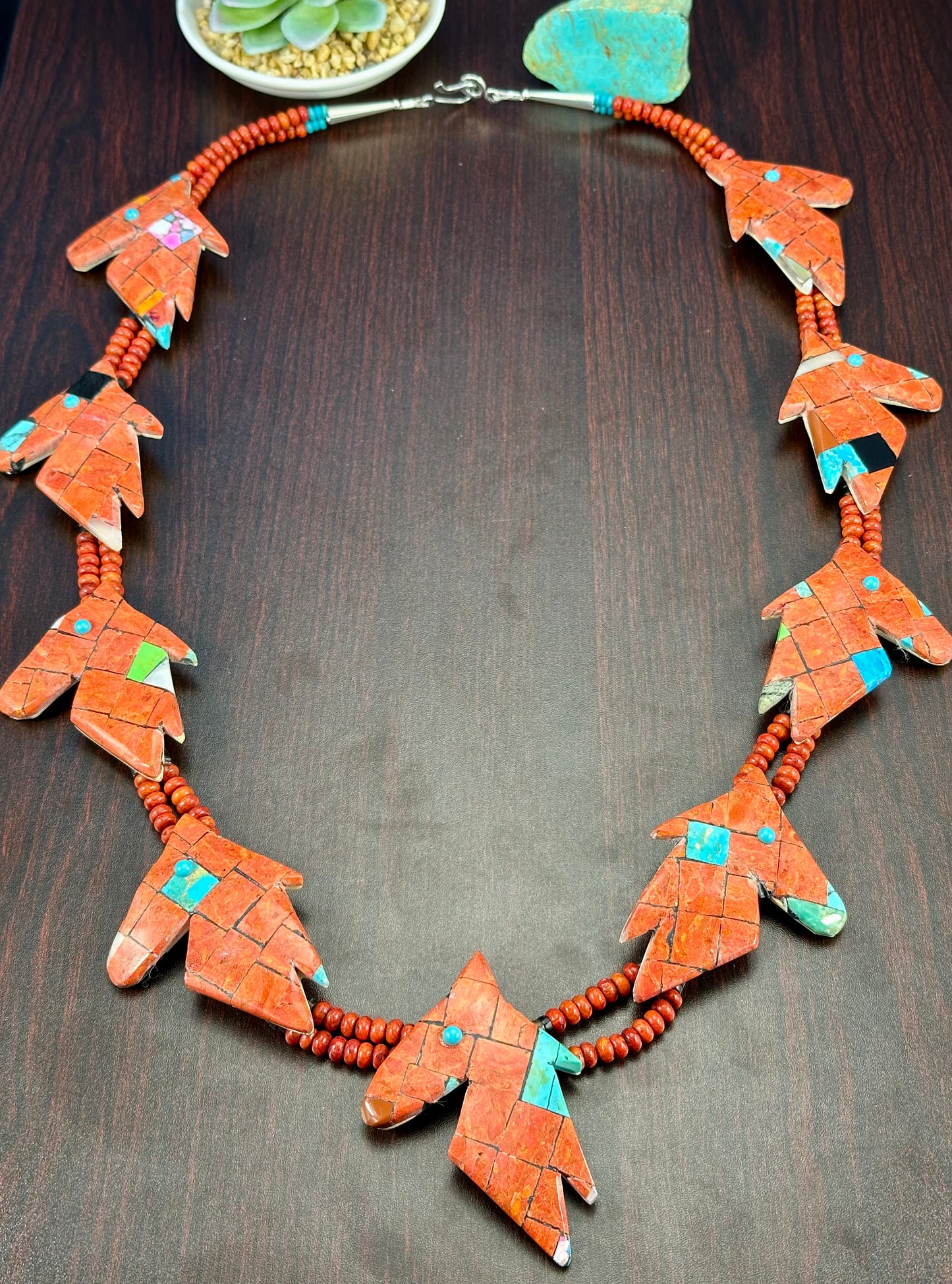 Sponge Coral Inlay Horse Necklace