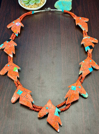 Sponge Coral Inlay Horse Necklace