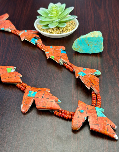 Sponge Coral Inlay Horse Necklace
