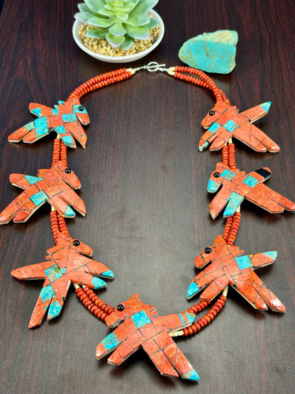 Sponge Coral Inlay Horse Necklace