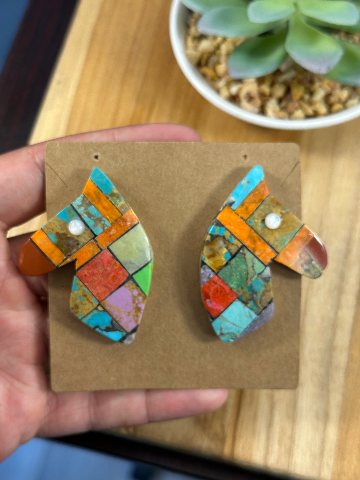 Inlay Horse Earrings