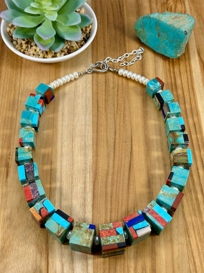 Inlay Cube Necklace
