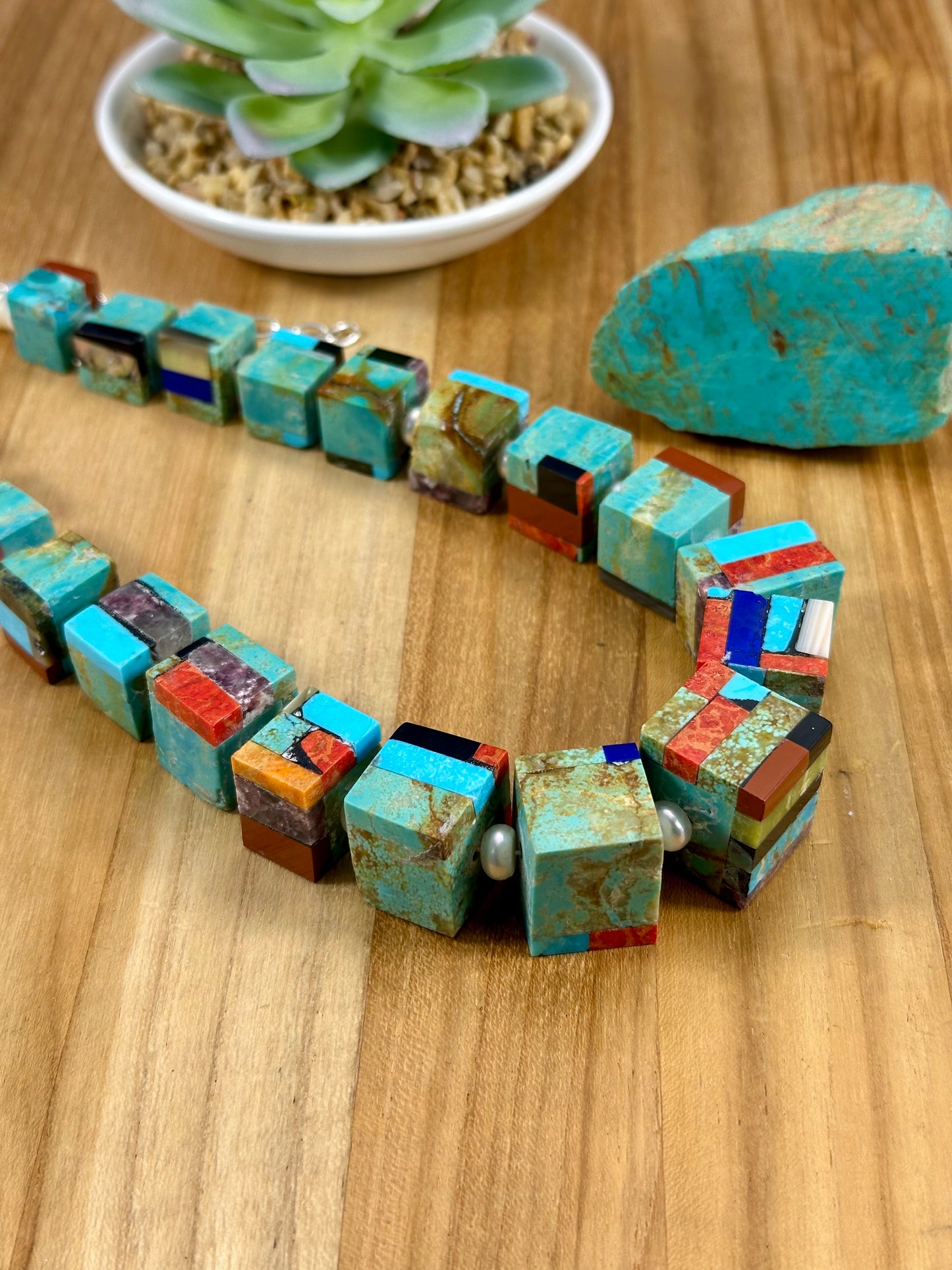 Inlay Cube Necklace
