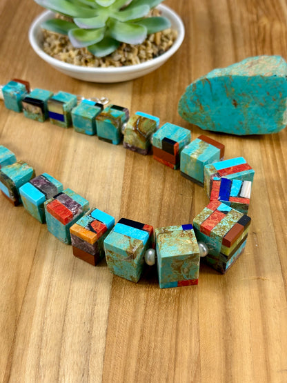 Inlay Cube Necklace