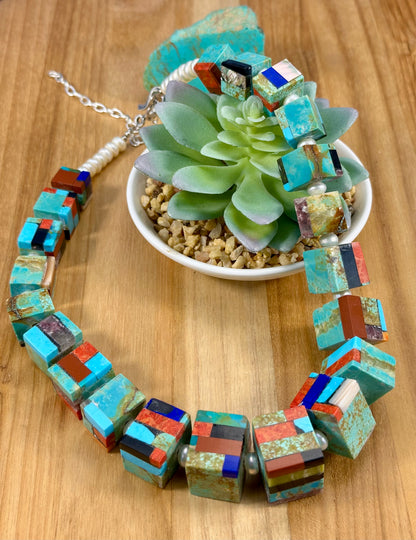 Inlay Cube Necklace
