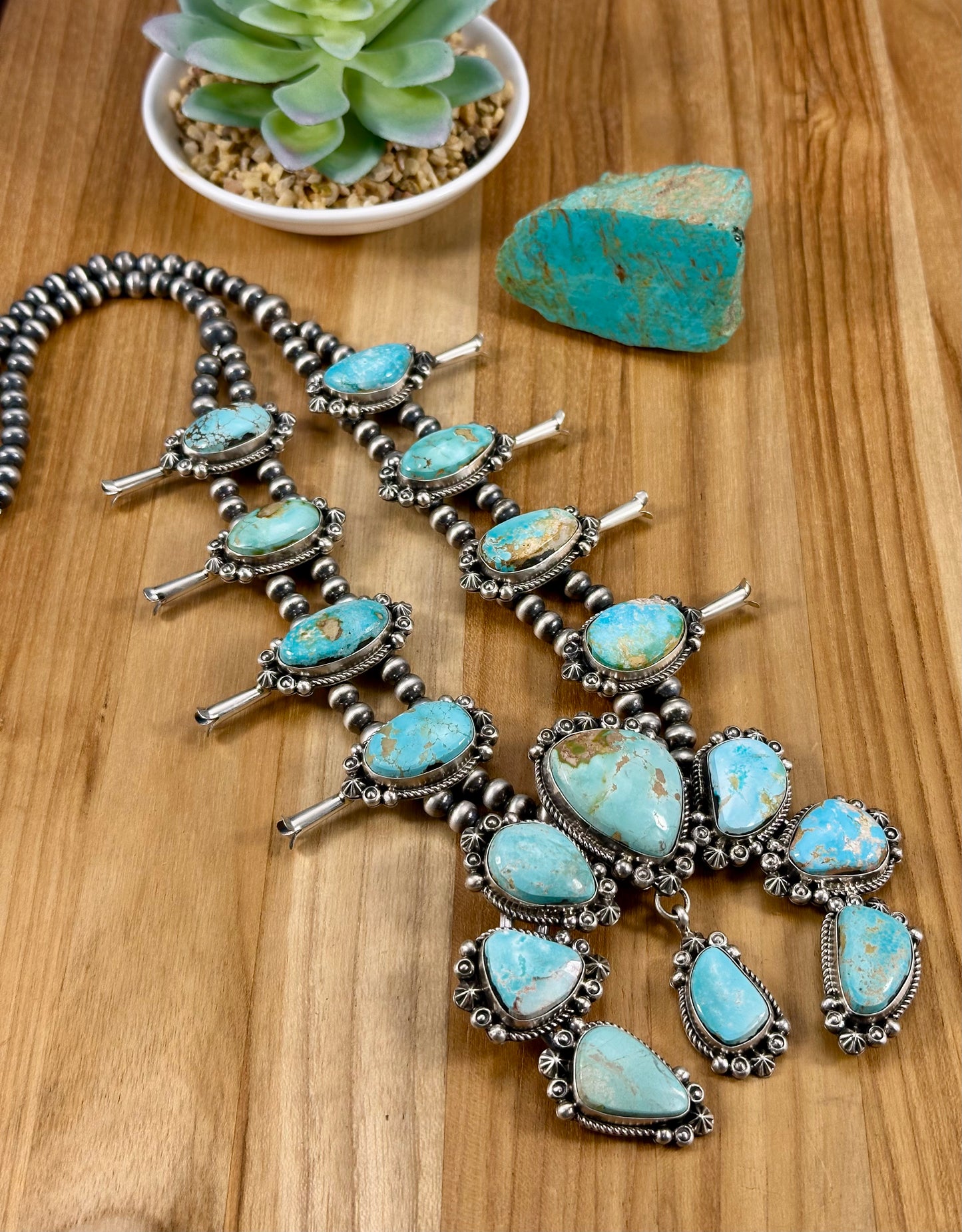 Royston Squash Blossom Sterling Naja Necklace
